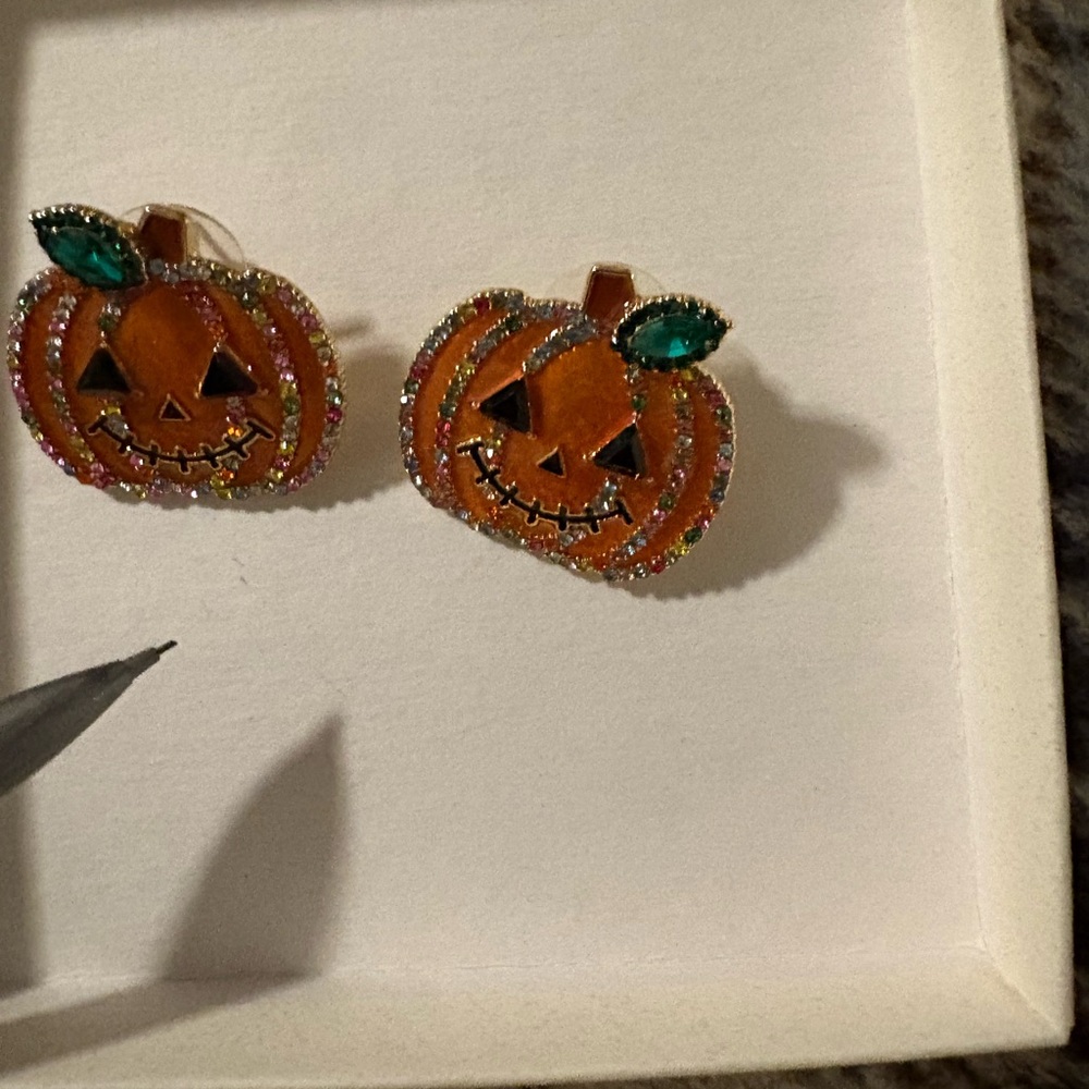 Halloween Pumpkin Earrings with Orange and Green Accents